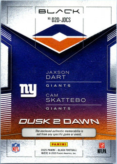 Jaxson Dart Cam Skattebo RC 2025 Panini Black Orange Dusk 2 Dawn Rookie Patch SP 47/50-2