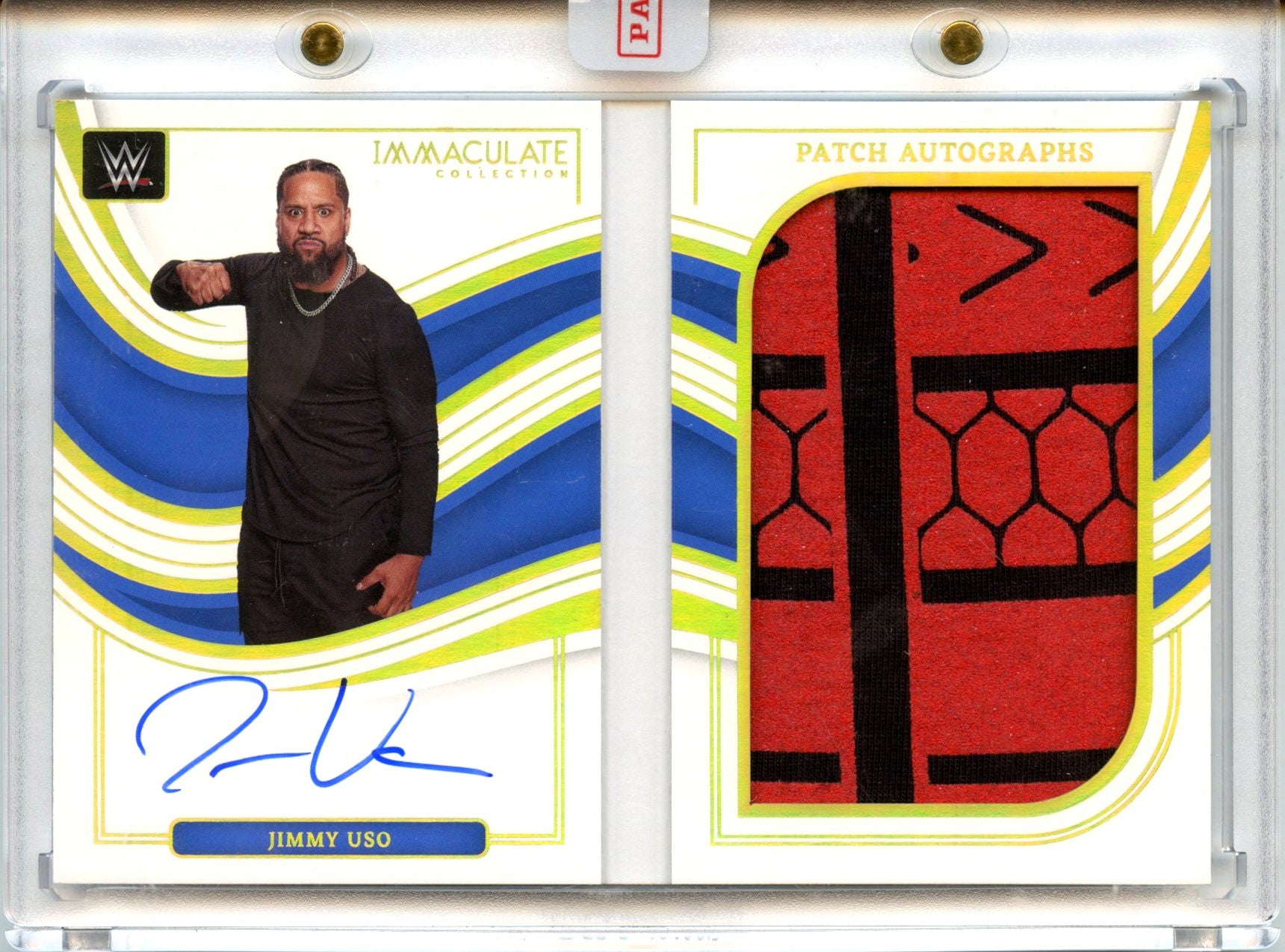 Jimmy Uso 2023 Immaculate WWE Booklet Gold Patch Auto SP 4/10-1