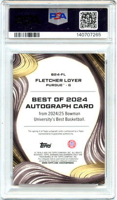 Fletcher Loyer RC 2024-25 Bowman U Best Orange Geometric Rookie Auto SP 8/25 PSA 9-2