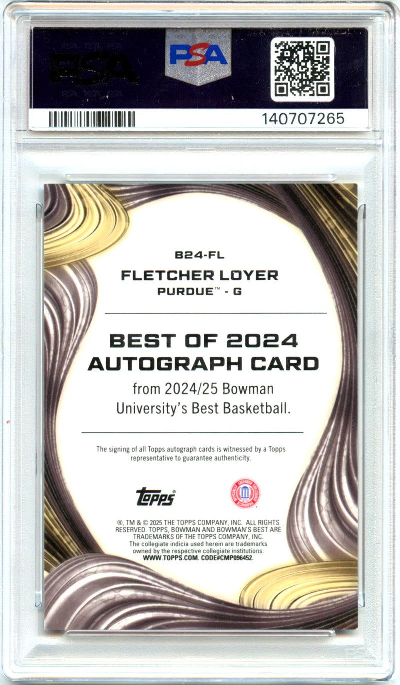 Fletcher Loyer RC 2024-25 Bowman U Best Orange Geometric Rookie Auto SP 8/25 PSA 9-2