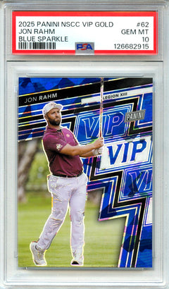 Jon Rahm 2025 Panini National Gold Pack Blue Ice Sparkle SP 21/75 PSA 10-1
