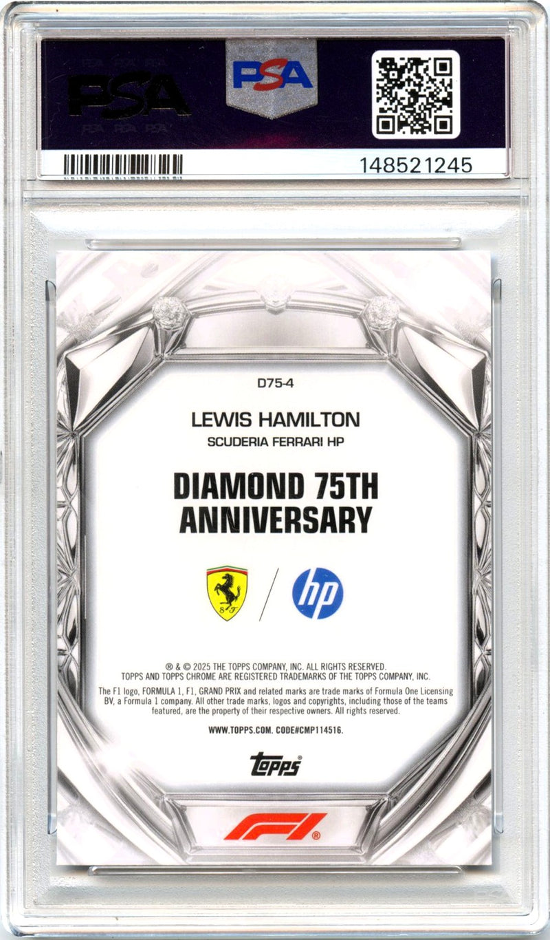 Lewis Hamilton 2025 Topps Chrome F1 Diamond 75th Anniversary PSA 9-2
