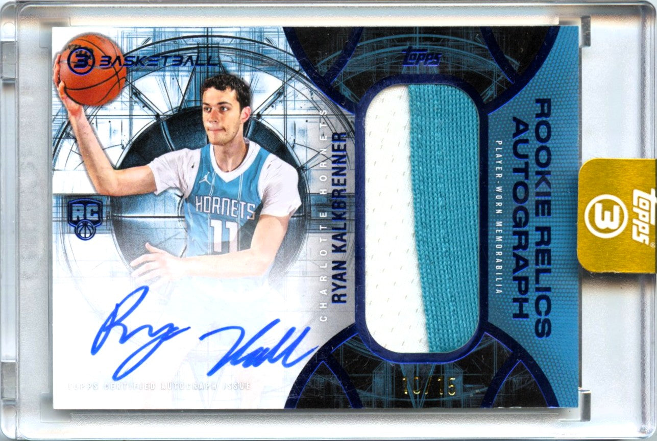 Ryan Kalkbrenner RC 2025-26 Topps 3 Blue Rookie Jersey Patch Auto SP 10/15