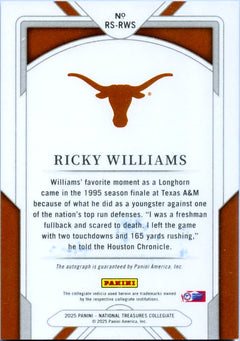 Ricky Williams 2025 National Treasures Collegiate Reflections Auto SP 95/99-2