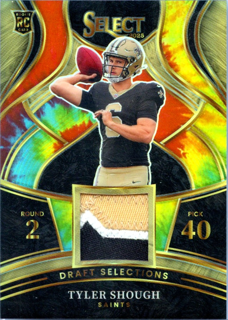 Tyler Shough RC 2025 Panini Select Tie Dye Prizm Draft Selections Rookie Patch SP 1/25-1