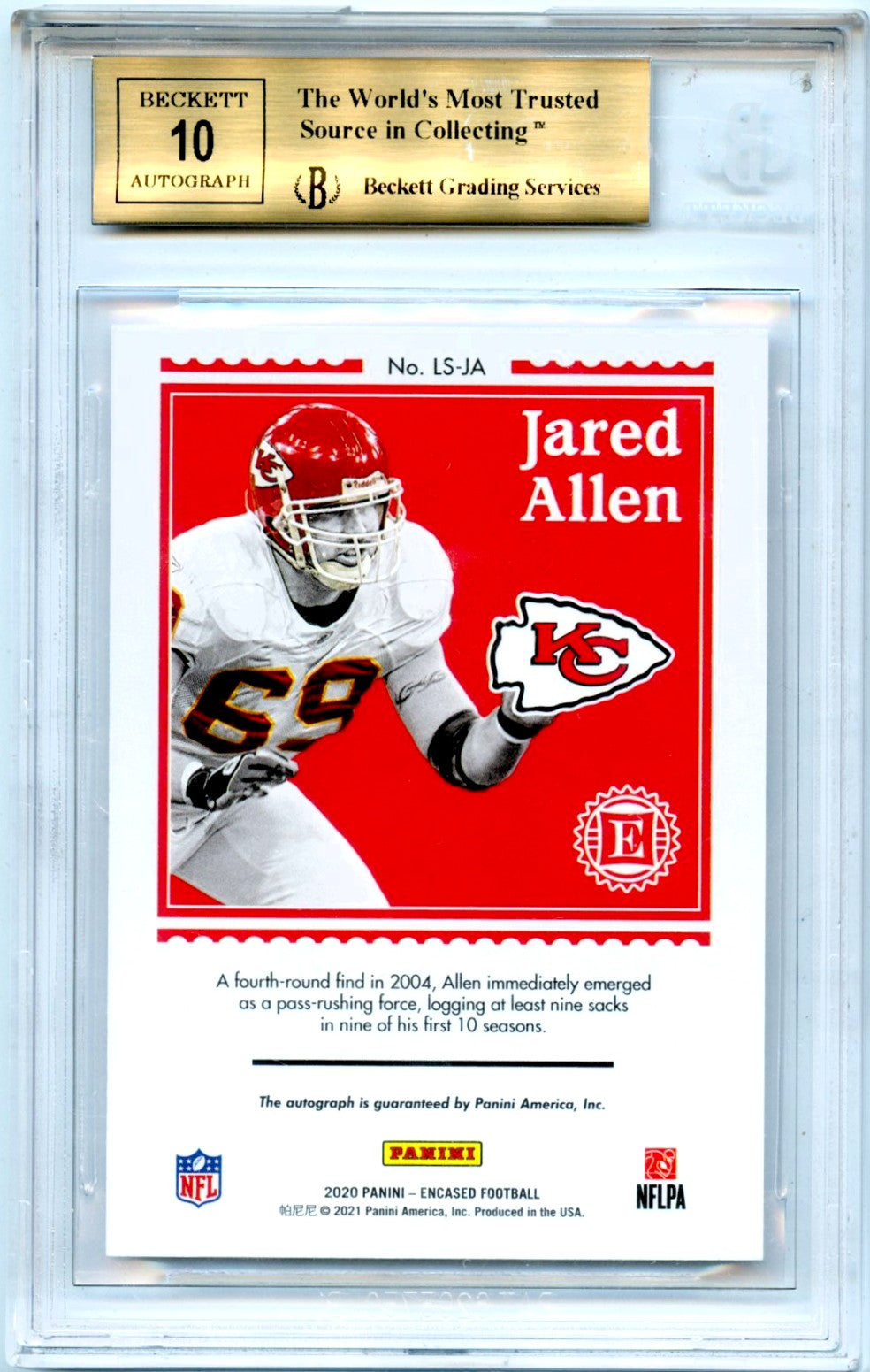 Jared Allen 2020 Encased Gold Legendary Auto SP 10/10 BGS 9.5-2