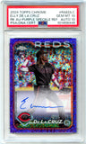 Elly De La Cruz RC 2024 Topps Chrome Purple Speckle Rookie Auto SP 213/299 PSA 10