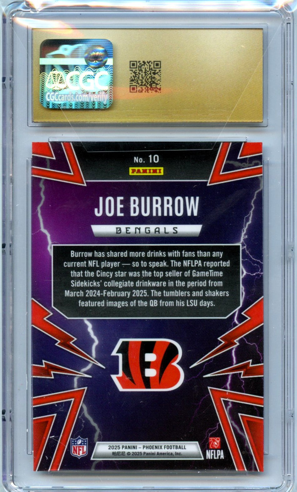 Joe Burrow 2025 Panini Phoenix Thunderbirds #10 CGC 10 Pristine-2