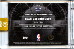 Ryan Kalkbrenner RC 2025-26 Topps 3 Blue Rookie Jersey Patch Auto SP 10/15-2