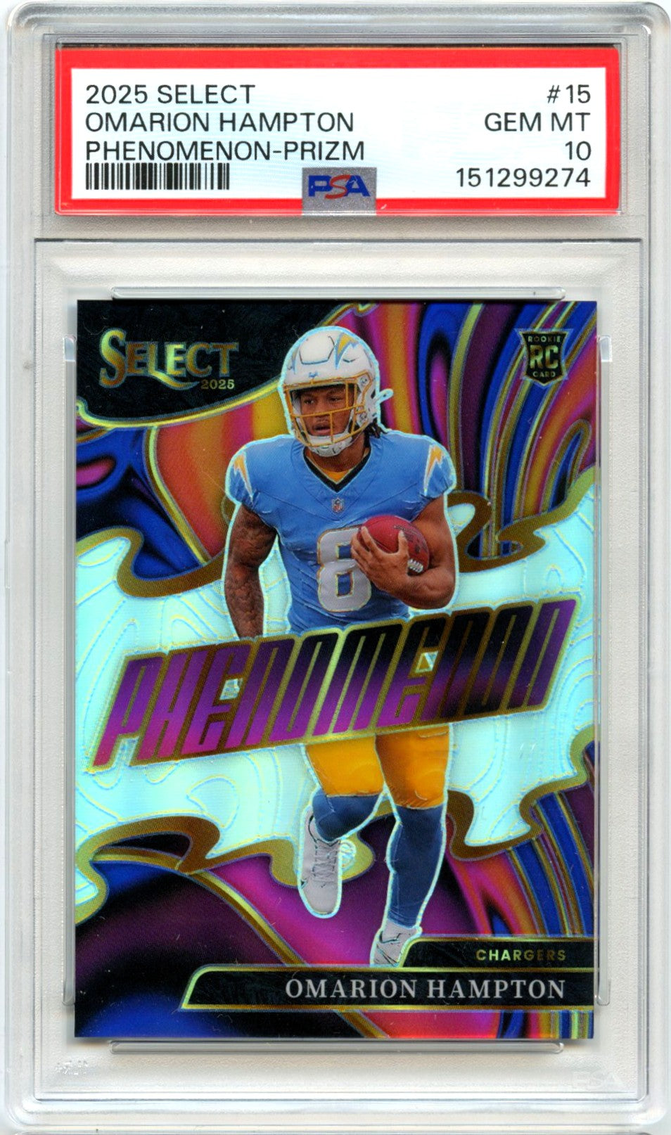 Omarion Hampton RC 2025 Panini Select Silver Turbocharged Rookie #15 PSA 10