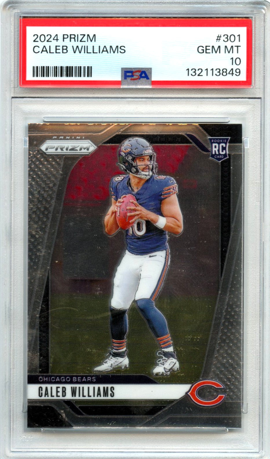 Caleb Williams RC 2024 Panini Prizm Rookie #301 PSA 10