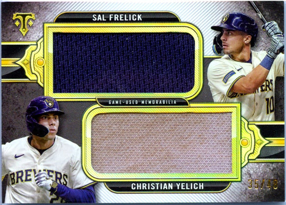 Product Sal Frelick Christian Yelich 2024 Topps Triple Threads Dual Jumbo Relic Game Used Patch SP 35/48 Link