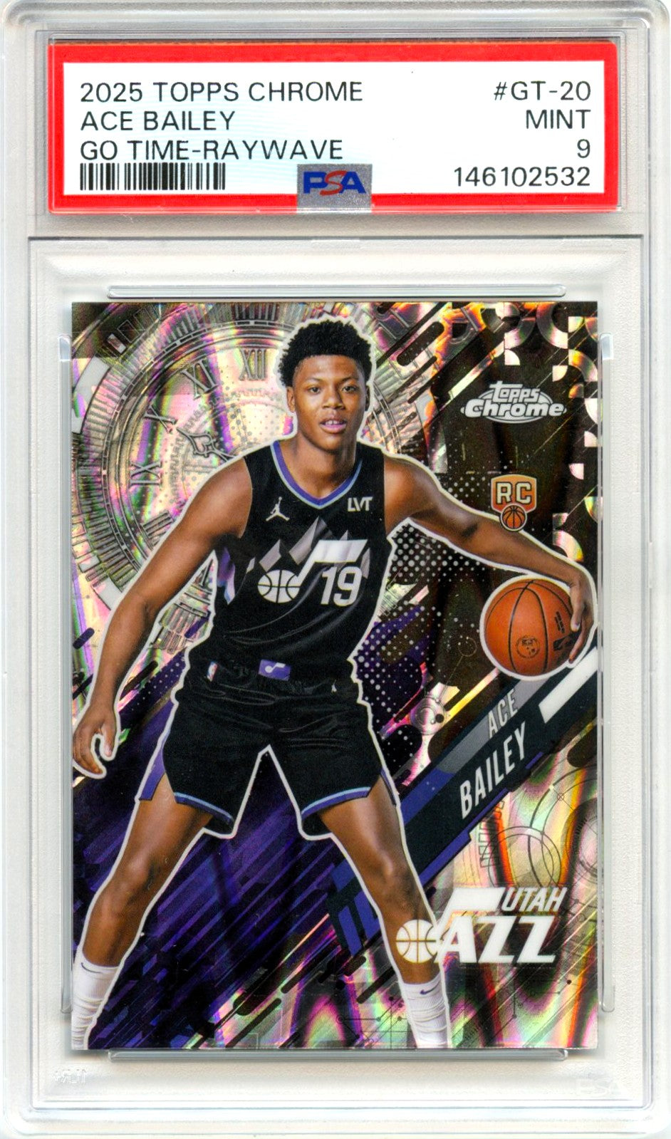 Ace Bailey RC 2025-26 Topps Chrome Raywave Go Time Rookie PSA 9-1