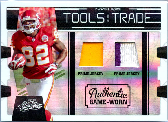 Product Dwayne Bowe 2009 Playoff Absolute Prime Tools Of The Trade Dual Game Used Patch SP 21/50 Link