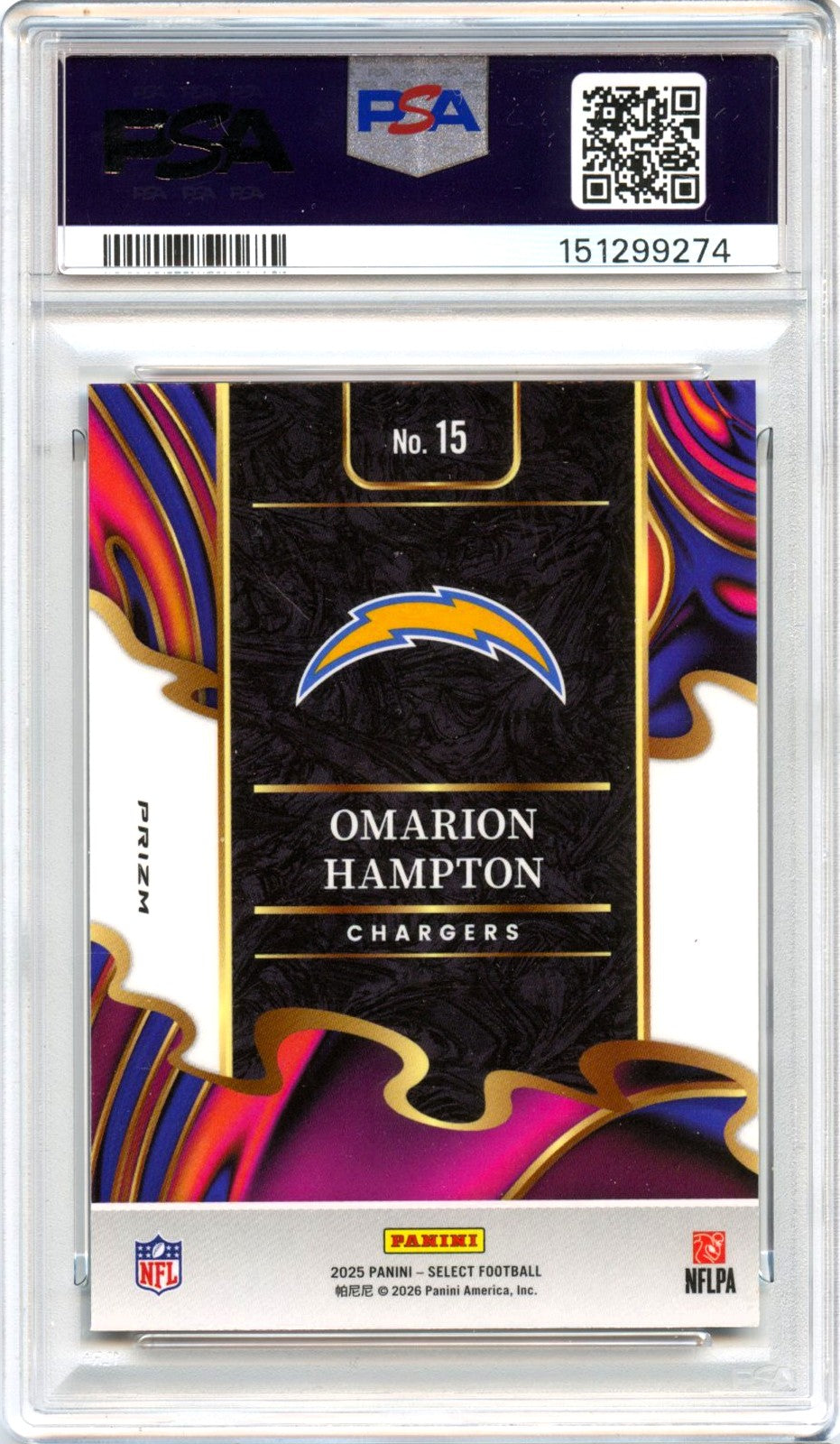 Omarion Hampton RC 2025 Panini Select Silver Turbocharged Rookie #15 PSA 10-2