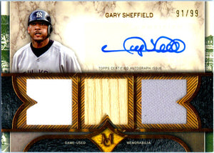 Gary Sheffield 2025 Topps Museum Collection Triple Game Used Bat Piece Patch Auto SP 91/99