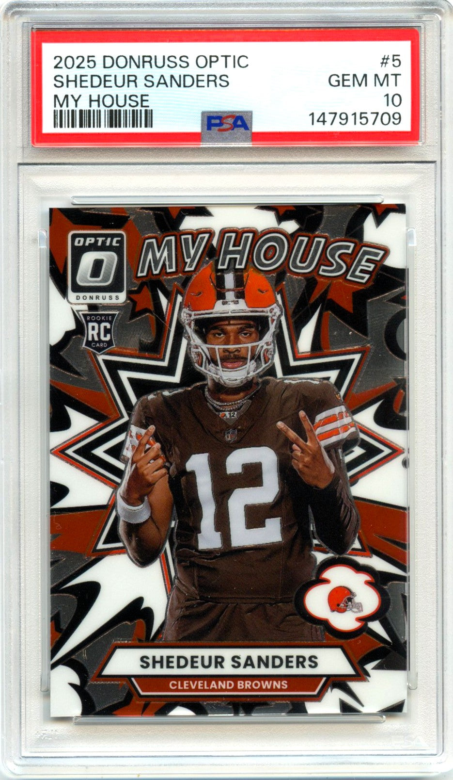 Shedeur Sanders RC 2025 Donruss Optic My House Rookie #5 PSA 10
