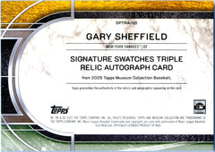 Gary Sheffield 2025 Topps Museum Collection Triple Game Used Bat Piece Patch Auto SP 91/99-2