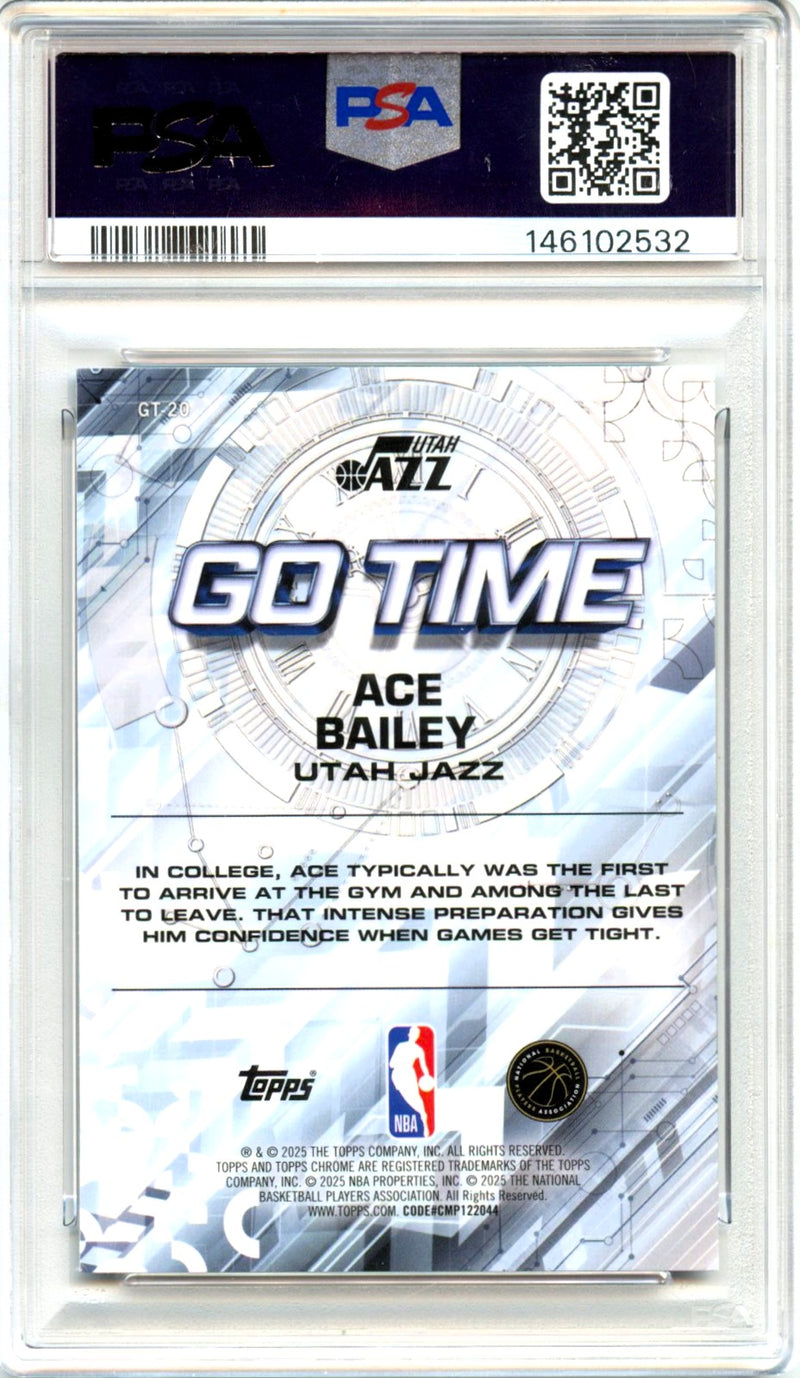 Ace Bailey RC 2025-26 Topps Chrome Raywave Go Time Rookie PSA 9-2