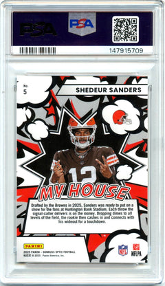 Shedeur Sanders RC 2025 Donruss Optic My House Rookie #5 PSA 10-2