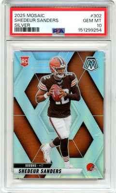 Shedeur Sanders RC 2025 Panini Mosaic Silver Rookie #302 PSA 10-1