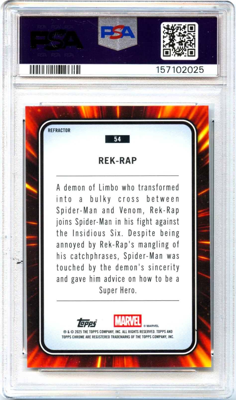Rek-Rap 2025 Topps Chrome Marvel Refractor #54 PSA 10