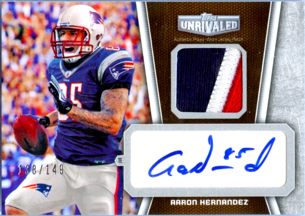 Aaron Hernandez RC 2010 Topps Unrivaled Rookie Jersey Patch Auto SP 138/149
