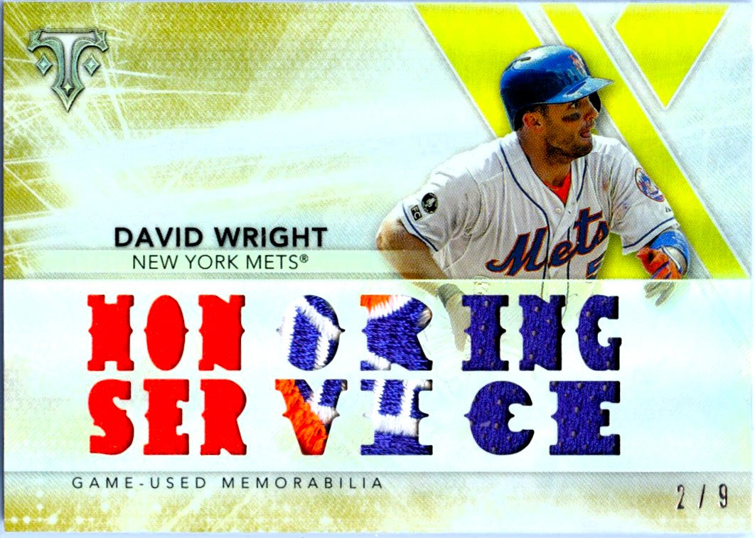 David Wright 2015 Topps Triple Threads Gold Game Used Patch SP 2/9-1