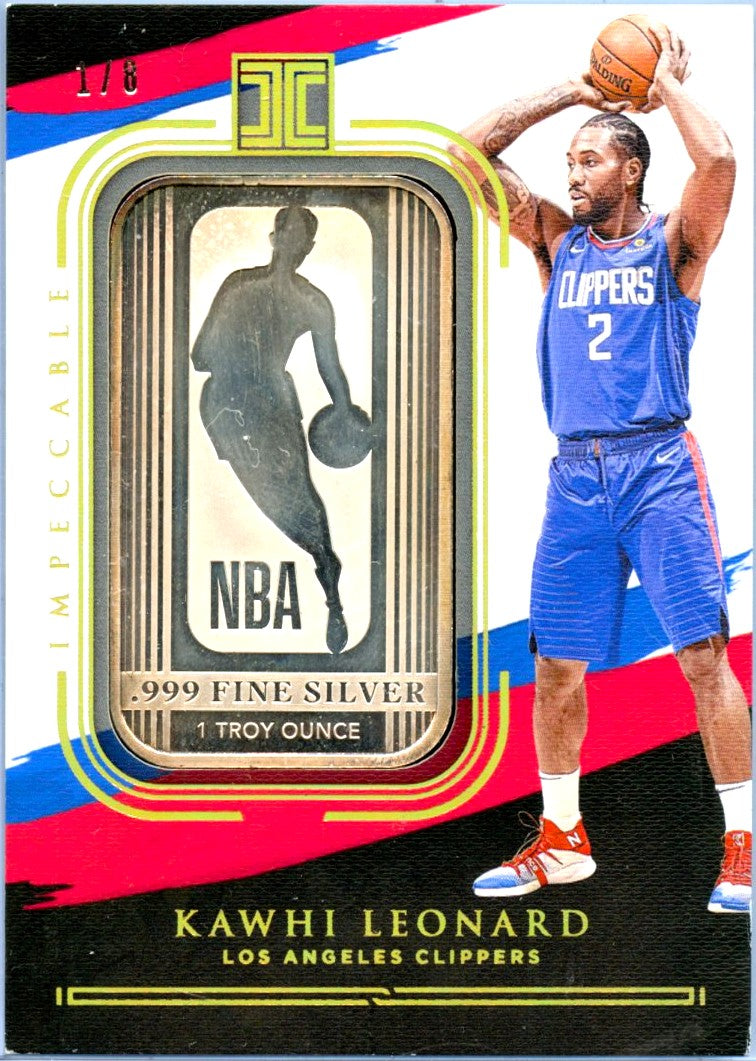 Kawhi Leonard 2020-21 Impeccable Silver Bar SP 1/8