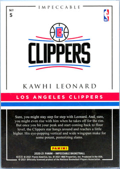 Kawhi Leonard 2020-21 Impeccable Silver Bar SP 1/8-2
