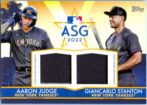 Aaron Judge Giancarlo Stanton 2022 Topps All Star Stitches Dual Event Used Patch SP 25/25