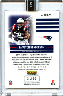 Treveyon Henderson RC 2025 Panini Instant Rated Rookie Retro Auto SP 3/99-2