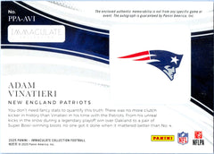 Adam Vinatieri 2025 Immaculate Gold Premium Patch Auto SP 2/10-2