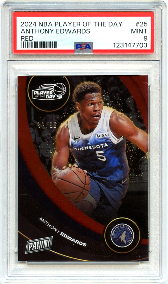 Product Anthony Edwards 2024 Panini Player Of The Day Red SP 82/99 PSA 9 Link