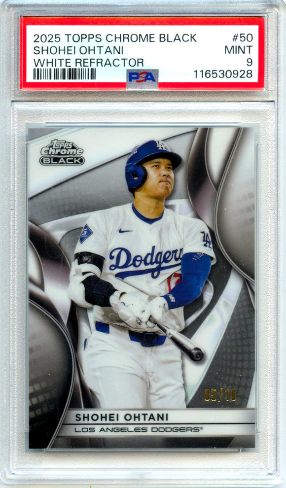 その他 Topps Chrome Black WBC Shohei Ohtani Shohei Ohtani 2025 Topps Chrome Black White Refractor SP 5/10 PSA