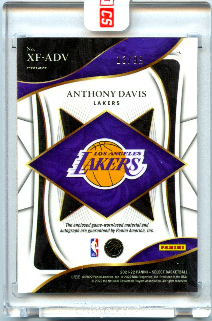 Anthony Davis 2021-22 Panini Select Silver X-Factor Game Used Jersey Patch Auto SP 13/99