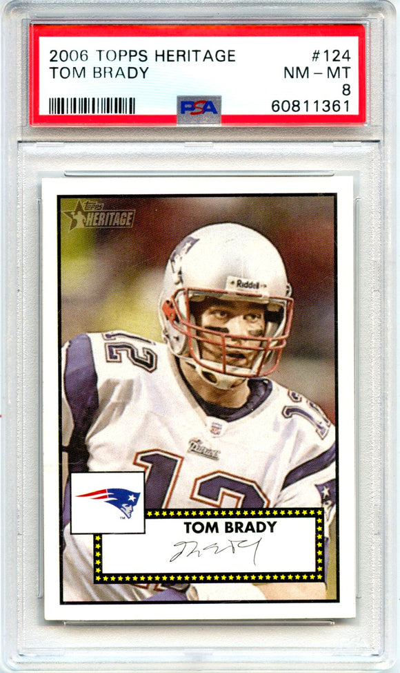 Product Tom Brady 2006 Topps Heritage Football #124 PSA 8 Link