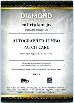 Cal Ripken Jr 2024 Topps Diamond Icons Green Game Used Patch Auto SP 1/25-2