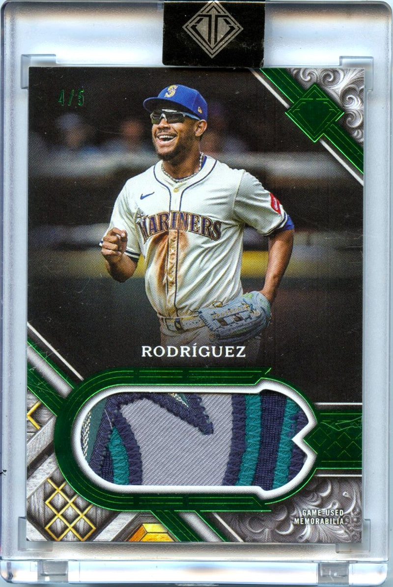 Julio Rodriguez 2025 Topps Transcendent Collection Green Game Used Patch SP 4/5-1
