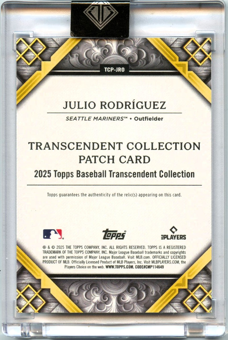 Julio Rodriguez 2025 Topps Transcendent Collection Green Game Used Patch SP 4/5-2