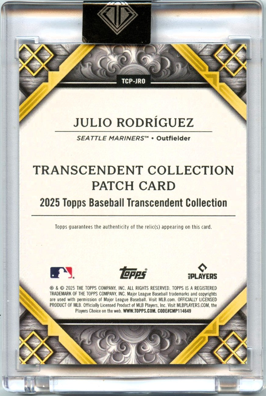 Julio Rodriguez 2025 Topps Transcendent Collection Green Game Used Patch SP 4/5-2
