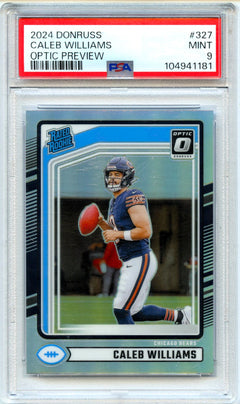 Caleb Williams RC 2024 Donruss Optic Preview Rated Rookie #327 PSA 9-1