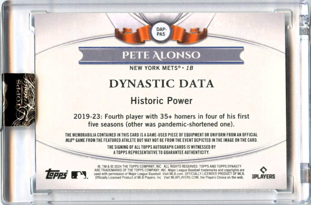 Pete Alonso 2024 Topps Dynasty Game Used Patch Auto SP 6/10-2