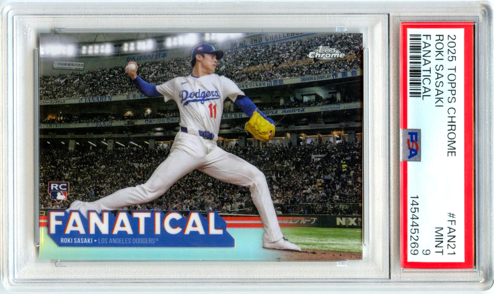 Roki Sasaki RC 2025 Topps Chrome Fanatical Rookie SSP PSA 9-1
