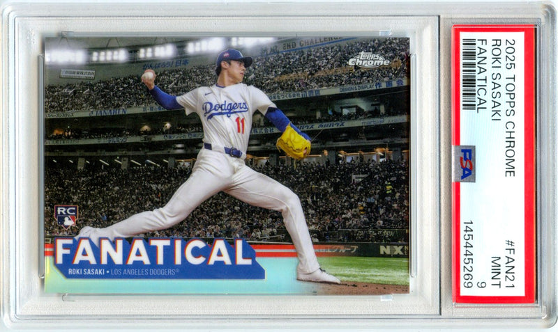 Roki Sasaki RC 2025 Topps Chrome Fanatical Rookie SSP PSA 9-1