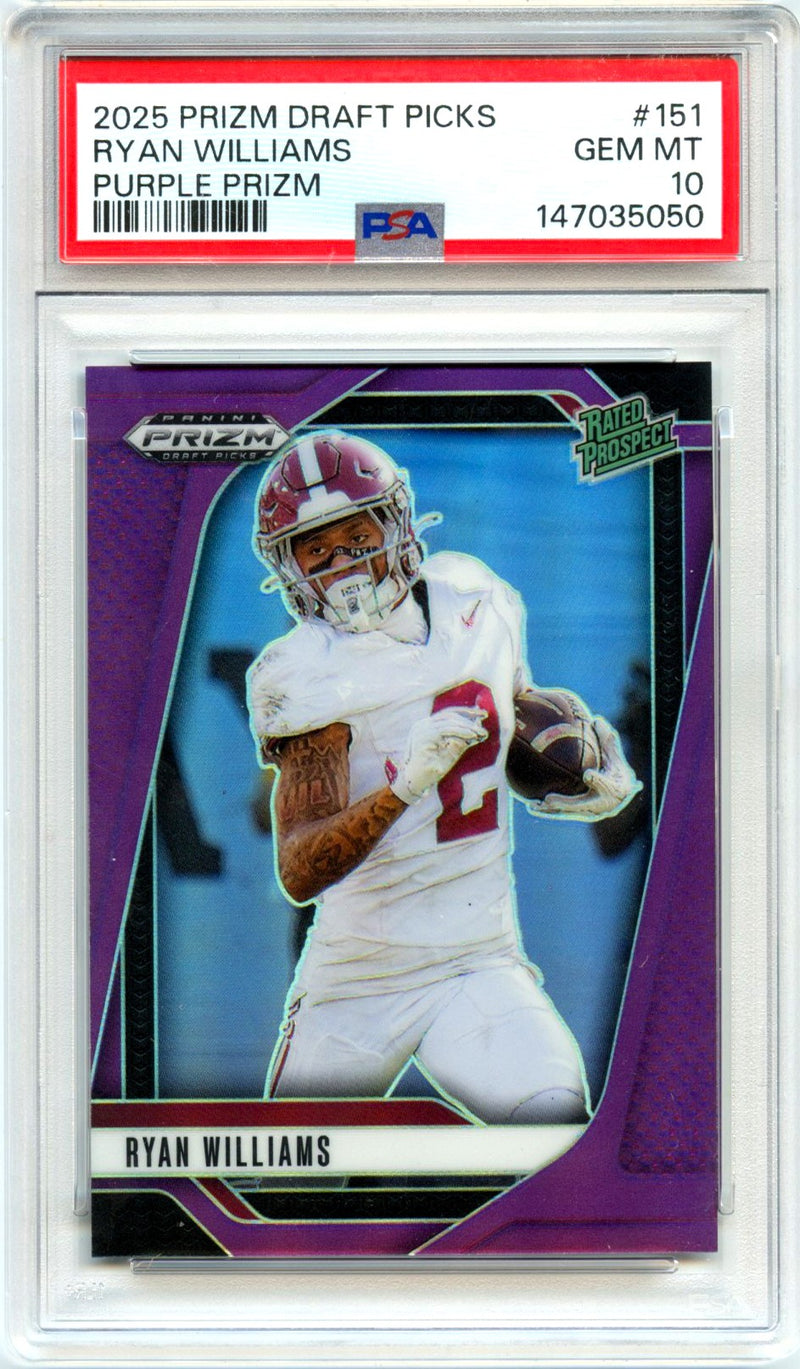 Ryan Williams RC 2025 Panini Prizm Draft Purple Rookie SP 9/99 PSA 10-1