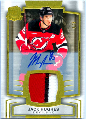 Jack Hughes 2024-25 Upper Deck The Cup Game Used Patch Auto SP 4/8