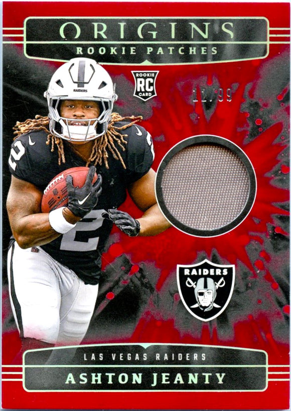 Product Ashton Jeanty RC 2025 Panini Origins Red Rookie Jersey Patch SP 12/99 Link