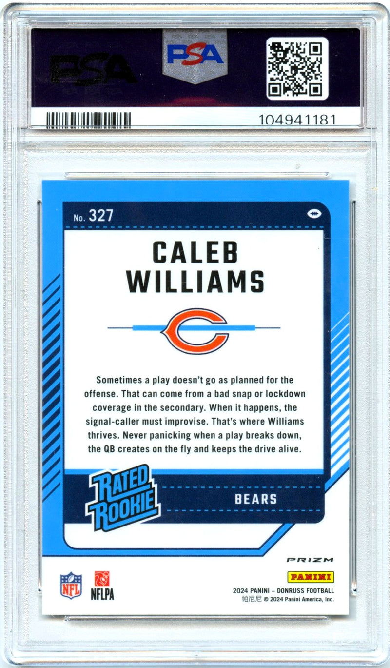 Caleb Williams RC 2024 Donruss Optic Preview Rated Rookie #327 PSA 9-2