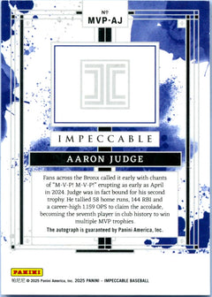 Aaron Judge 2025 Impeccable MVP On Card Auto SP 11/24-2